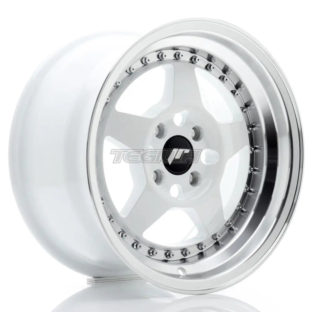 Stunning Japan Racing JR6 Alloy Wheel 15x8 ET25 4x100 in Crisp White with a Sleek Machined Lip
