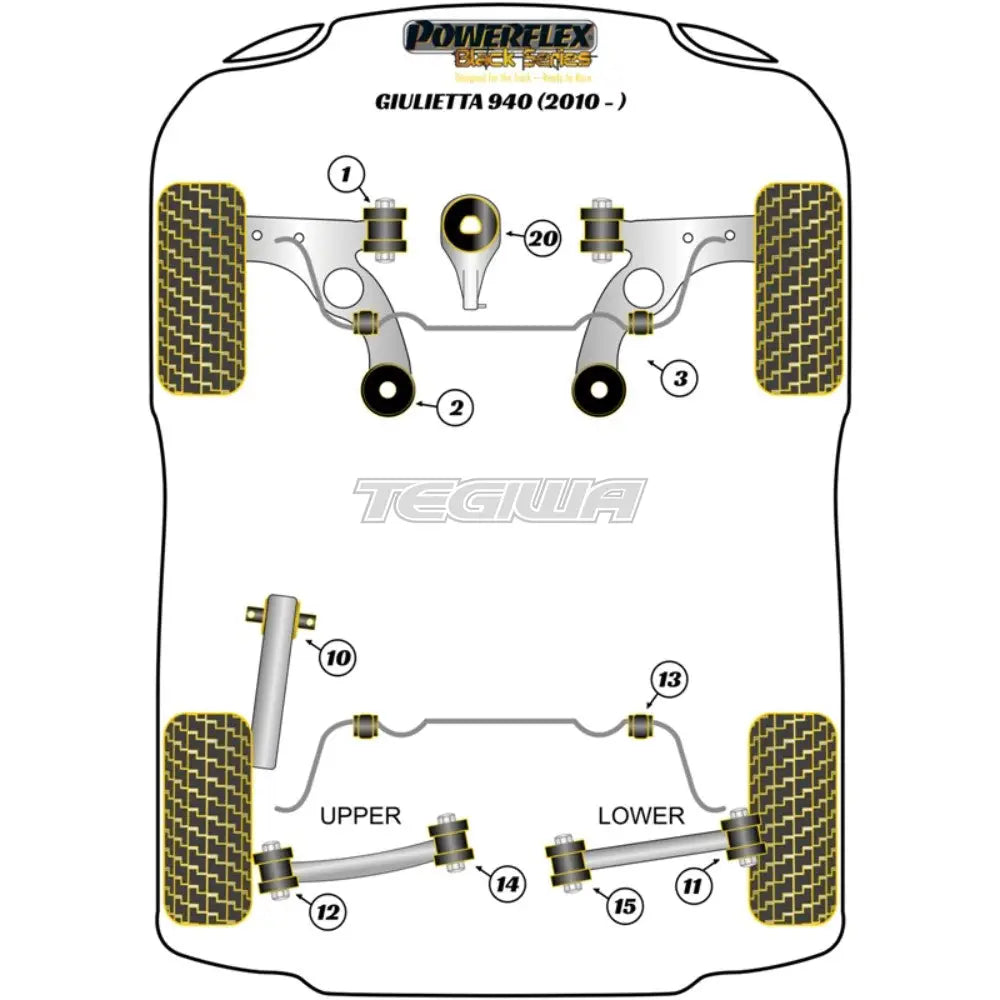 Powerflex Black Series Front Wishbone Rear Bush Caster Offset Alfa Romeo Giulietta 940 10-20